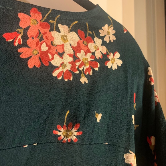 MADEWELL Top Flowy Floral Print Short Sleeve V Neck Blouse Dolman Sleeve Size XS - Picture 8 of 12